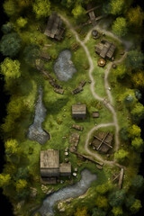 Wall Mural - DnD Map Wood Elf Village Aerial View