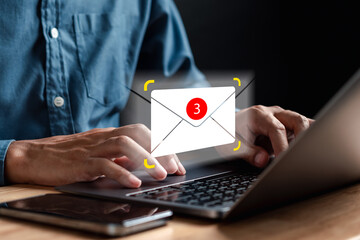 Poster - Sending email to customer, business contact concept...