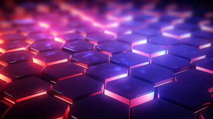 futuristic abstract background in hexagon pattern with glowing lights, wallpaper, sci-fi image