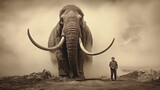 Fototapeta  - Black and white photo of an old mammoth