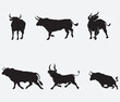 A series of bull cattle animal silhouettes