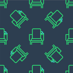 Poster - Line Cinema chair icon isolated seamless pattern on blue background. Vector