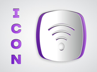Aufkleber - Paper cut Wi-Fi wireless internet network symbol icon isolated on grey background. Paper art style. Vector