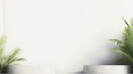 Poster - White empty concrete textured wall and podium stage