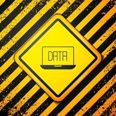 Poster - Black Data analysis icon isolated on yellow background. Business data analysis process, statistics. Charts and diagrams. Warning sign. Vector