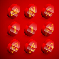 Poster - Set line School Bus, Exam sheet with A plus grade, Clock, Pencil eraser, Abacus, and Microscope icon. Vector