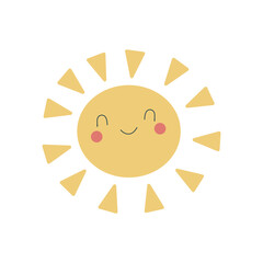 Wall Mural - The sun with closed eyes, smiling. Cartoon Baby