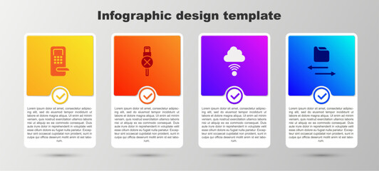 Poster - Set Digital door lock, No usb cable cord, Network cloud connection and Transfer files. Business infographic template. Vector