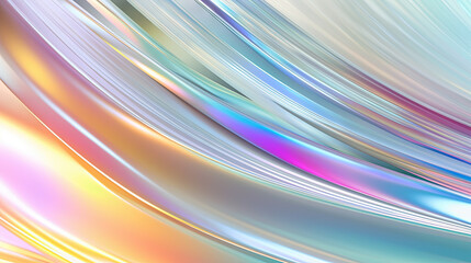 Poster - Abstract holographic waves on the iridescent background.