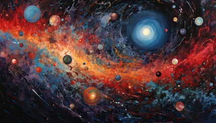 Wall Mural - universe with colorful planets and stars. abstract background and wallpaper.
