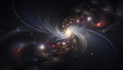Wall Mural - a swirling cosmic formation with sparks of light on a dark background. abstract background and wallp