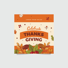 happy thanksgiving social media post, perfect for poster, cover and other digital needed