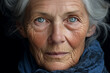 © deagreez - Generative AI picture portrait of beautiful senior woman face closeup white hair healthcare