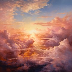 Canvas Print - Glorious sunrise with pink and orange hues painting the sky.