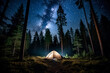 Natures Retreat A tent in the woods under a starry sky, an idyllic outdoor escape 3d illustration high quality