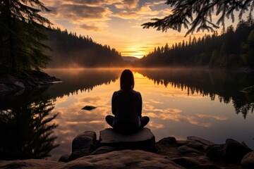 Canvas Print - Peaceful reflection beside serene lake.