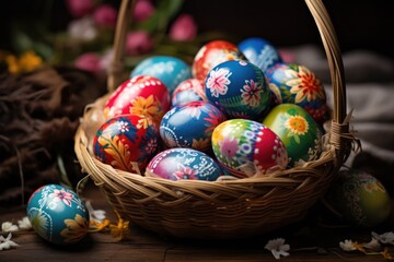 Sticker - Bright basket with Easter eggs