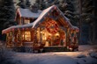 Warmly Lit Holiday Cabin, Cozy & Inviting.