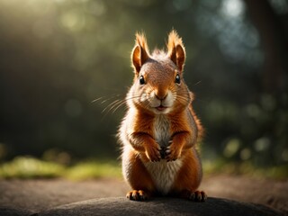 a cute squirrel in the park. Generative AI