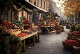 Fototapeta Uliczki - Seasonal Produce Market: Outdoorsy & Joyful.