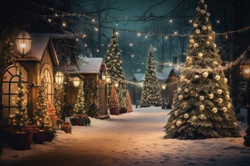 Wall Mural - Sparkling Christmas Tree Haven for Festive Charm