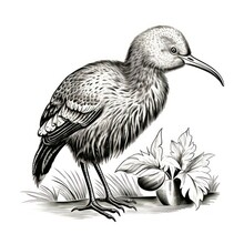 Kiwi Vintage Engraving In 1800s Style On White Background: A Classic Illustration