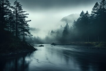 Canvas Print - Misty Nature Scenery.