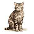 1800s Vintage Style Rusty-Spotted Cat Engraving Illustration on White Background