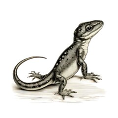 Wall Mural - 1800s-style vintage Salamander engraving on white background.