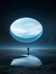 Wall Mural - 3d render of a man in a circle space