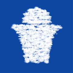 Poster - Clouds in the shape of a basketball symbol on a blue sky background. A symbol consisting of clouds in the center. Vector illustration on blue background