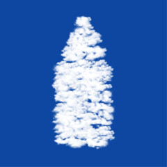 Poster - Clouds in the shape of a feeding bottle symbol on a blue sky background. A symbol consisting of clouds in the center. Vector illustration on blue background