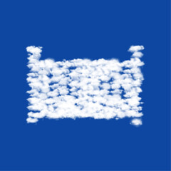 Poster - Clouds in the shape of a baby cot symbol on a blue sky background. A symbol consisting of clouds in the center. Vector illustration on blue background