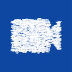 Poster - Clouds in the shape of a video camera symbol on a blue sky background. A symbol consisting of clouds in the center. Vector illustration on blue background
