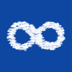 Poster - Clouds in the shape of a infinity symbol on a blue sky background. A symbol consisting of clouds in the center. Vector illustration on blue background