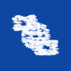 Poster - Clouds in the shape of a videoconference symbol on a blue sky background. A symbol consisting of clouds in the center. Vector illustration on blue background