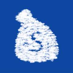 Poster - Clouds in the shape of a bag of money symbol on a blue sky background. A symbol consisting of clouds in the center. Vector illustration on blue background