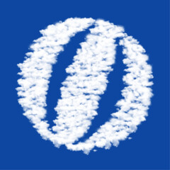 Poster - Clouds in the shape of a beach ball symbol on a blue sky background. A symbol consisting of clouds in the center. Vector illustration on blue background
