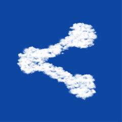 Poster - Clouds in the shape of a share symbol on a blue sky background. A symbol consisting of clouds in the center. Vector illustration on blue background