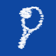 Poster - Clouds in the shape of a tennis symbol on a blue sky background. A symbol consisting of clouds in the center. Vector illustration on blue background