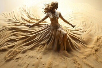 Wall Mural - a female form formed from sand by a swirl of glitter