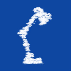 Poster - Clouds in the shape of a table lamp symbol on a blue sky background. A symbol consisting of clouds in the center. Vector illustration on blue background