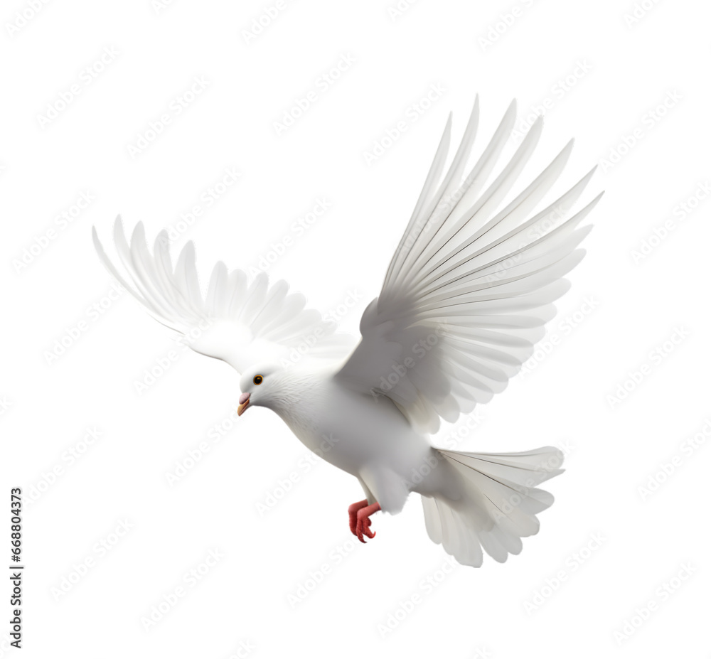 white dove flying with wings wide open isolated on a transparent ...