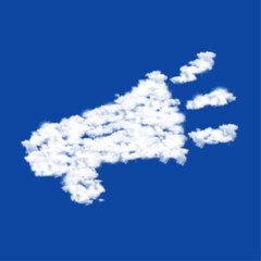 Poster - Clouds in the shape of a megaphone symbol on a blue sky background. A symbol consisting of clouds in the center. Vector illustration on blue background