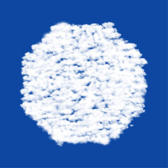 Poster - Clouds in the shape of a octagon symbol on a blue sky background. A symbol consisting of clouds in the center. Vector illustration on blue background