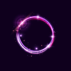 Aufkleber - Abstract neon blue-violet ring. A bright plume of luminous rays swirling in a fast spiraling motion. Light golden swirl. Curve gold line light effect. Vector	