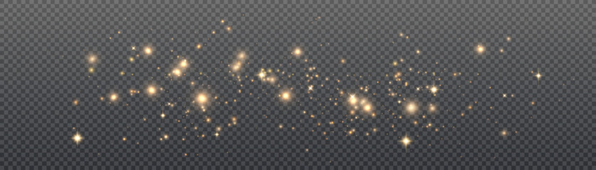 Sticker - Light effect with lots of shiny shimmering particles isolated on transparent background. Vector star cloud with dust.	