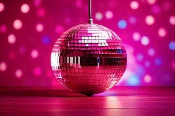 Wall Mural - Pink disco ball,dance,light,culb,mirror,shine,celebration,Ai generated 