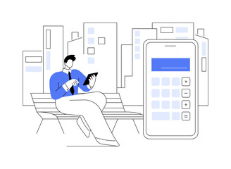Calculator app abstract concept vector illustration.