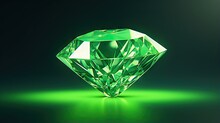  A Green Diamond On A Black Background With A Green Glow.  Generative Ai